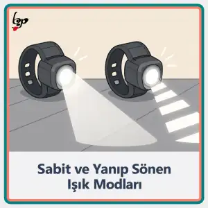 Köpek aksesuarında sabit ve yanıp sönen ışık modları