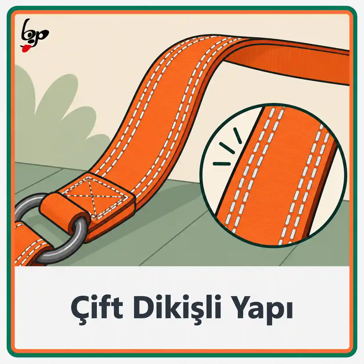Kerbl köpek gezdirme kayışı çift dikişli yapı