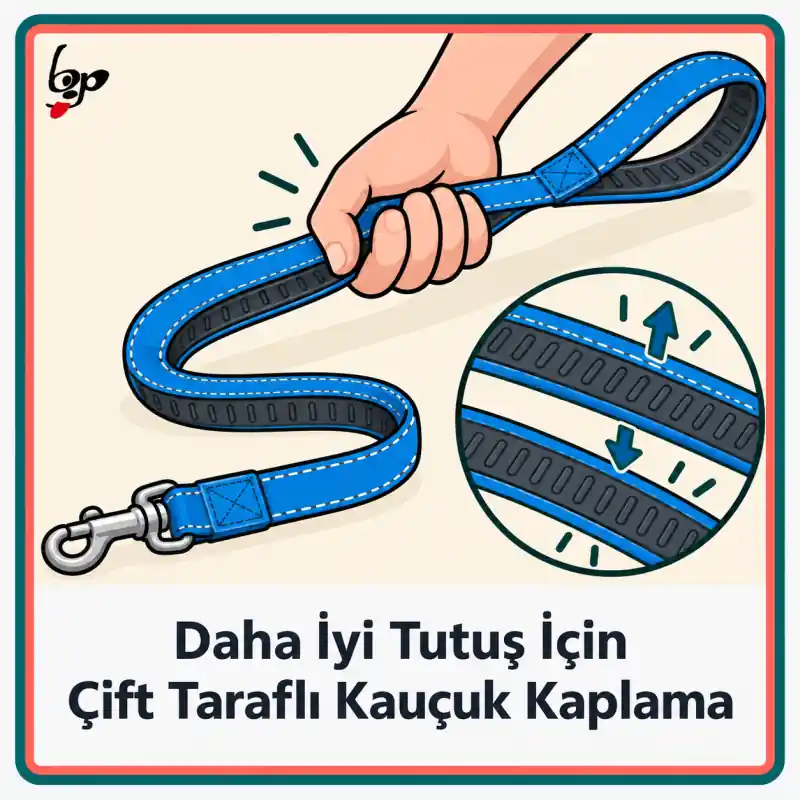 Kerbl köpek eğitim kayışı çift taraflı kauçuk kaplama