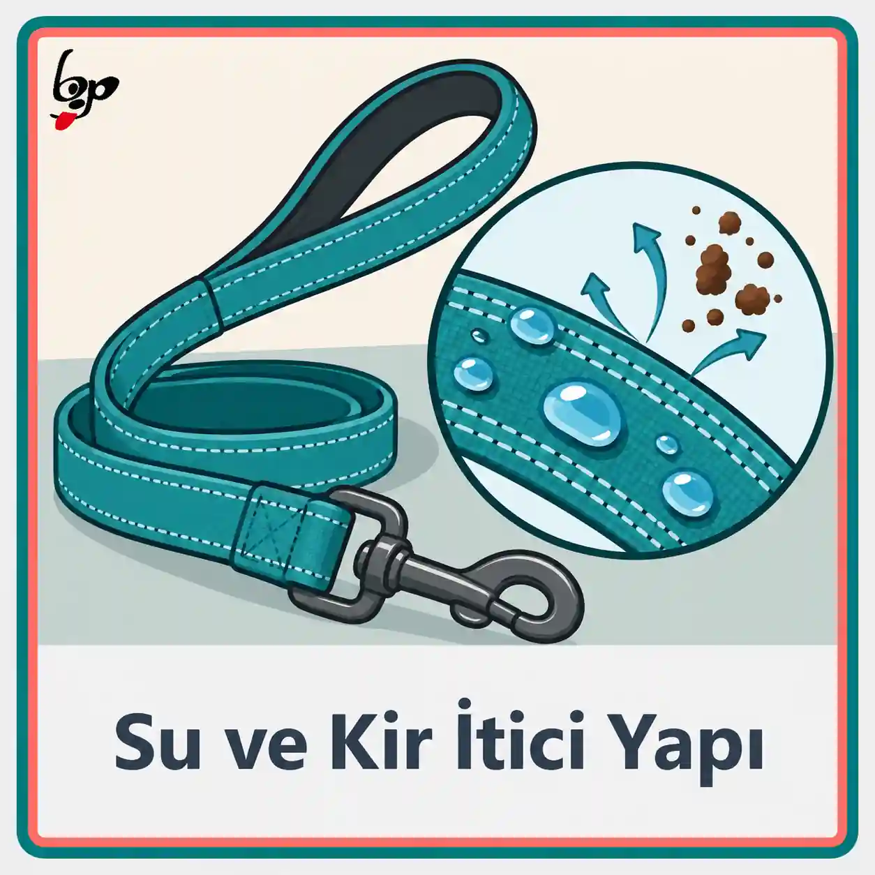  Kerbl köpek gezdirme kayışı su ve kir itici yapı