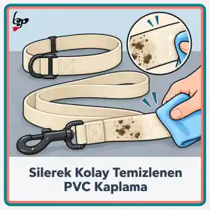 Köpek gezdirme kayışı silerek kolay temizlenen PVC kaplama