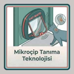 Akıllı mikroçipli evcil hayvan kapısı: Sadece tanımlı mikroçipe sahip kedilere özel geçiş izni veren teknolojik kedi kapısı modeli