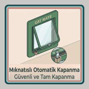 Manyetik kapanmalı köpek kapısı - Güçlü mıknatıs sistemiyle otomatik ve sıkı kapanma. Hava sızdırmaz, sessiz ve son derece kullanışlı köpek kapısı.