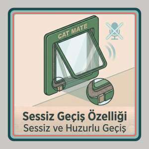 Sessiz geçişli köpek kapısı - Gürültüsüz ve yumuşak kapanma özelliğiyle evinizde huzuru bozmaz. Özellikle gece kullanımına uygun premium köpek kapısı.