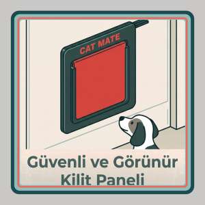 Köpek kapısı için güvenlik paneli - Kapıyı kilitlemek için iç kısımdan kolayca takılabilen özel tasarım. Evinizde huzur ve güvenlik için ideal çözüm.