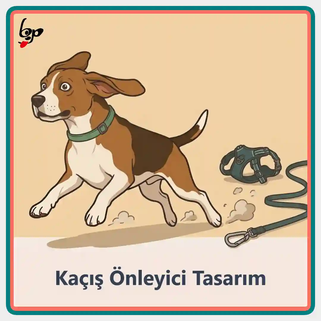Kaçış önleyici köpek tasması tasarım ve kullanım görseli