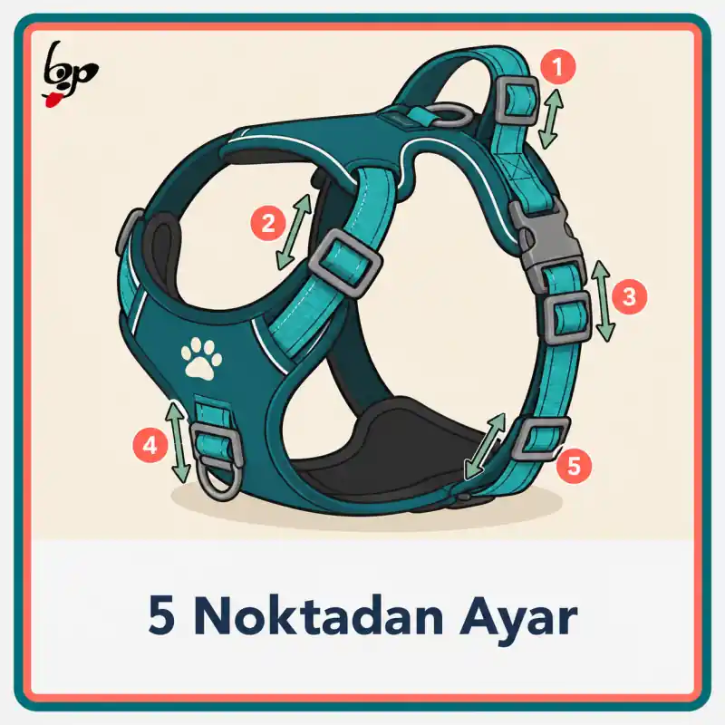 Köpek göğüs tasması 5 noktadan ayarlanabilir yapı