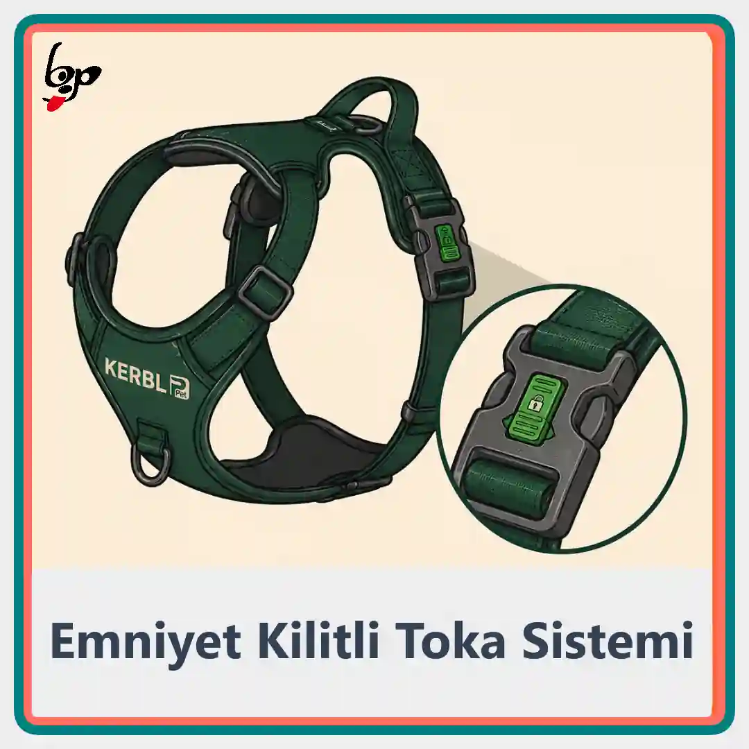 Kerbl köpek tasması klips kilit sistemi detayı