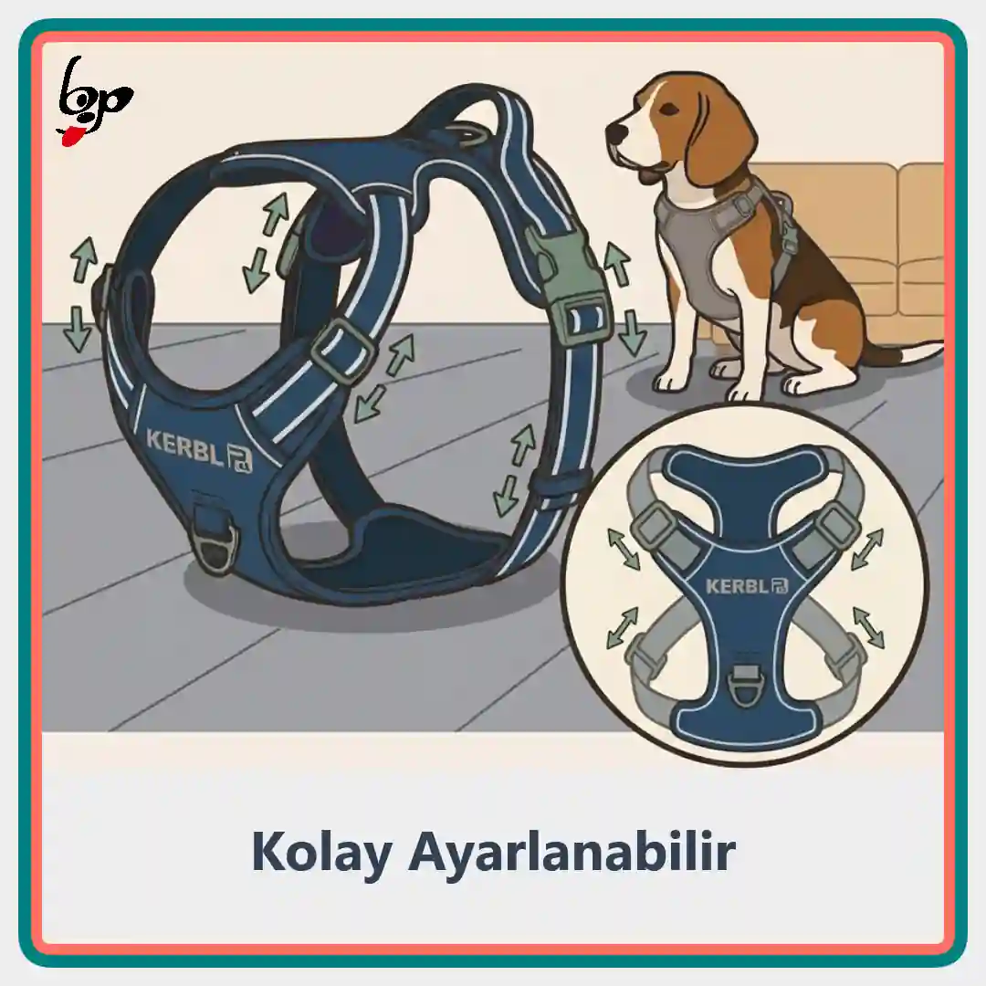 Kerbl ayarlanabilir köpek tasması kayış ve toka detayı