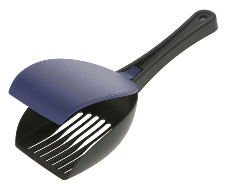 Kedi kumu temizleme küreği elekli ve kapaklı Lacivert