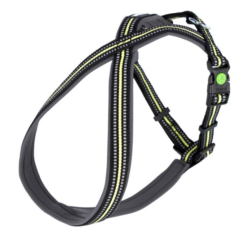 Kerbl Xenos Reflektörlü Kilitli Köpek Sırt Tasması L Siyah Neon Sarı 40-60 cm