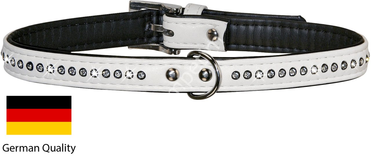 Köpek Boyun Tasması Diamond Şık Tasma 29-33 cm - Beyaz