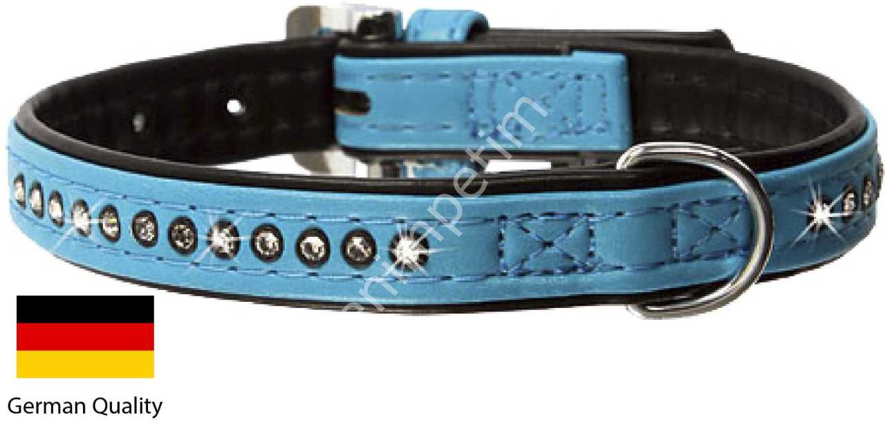 Köpek Boyun Tasması Diamond Şık Tasma 34-39 cm - Turkuaz