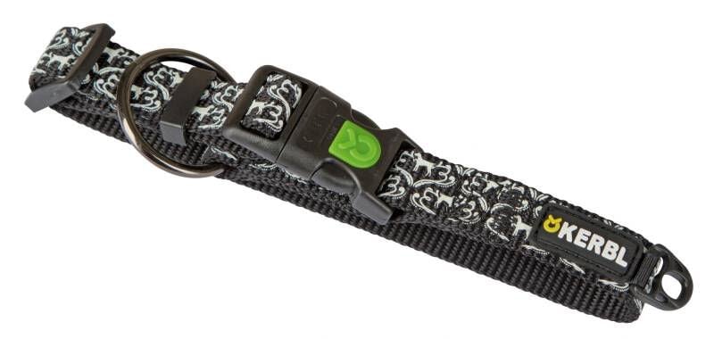 Kerbl Shiny Night M 40-55 cm Fosforlu Köpek Boyun Tasması Siyah-Beyaz