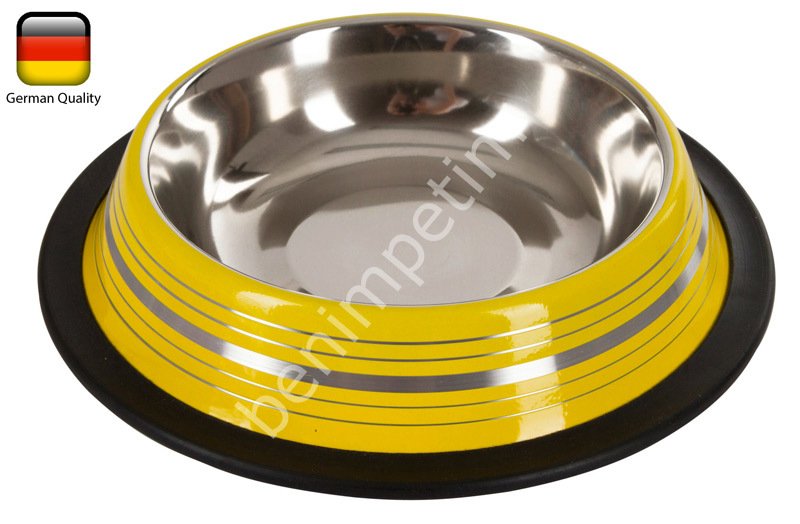 Çelik Mama Kabı Renkli 900 ml - Sarı